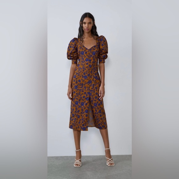 Zara Dresses & Skirts - Zara Poplin long floral midi skirt dress